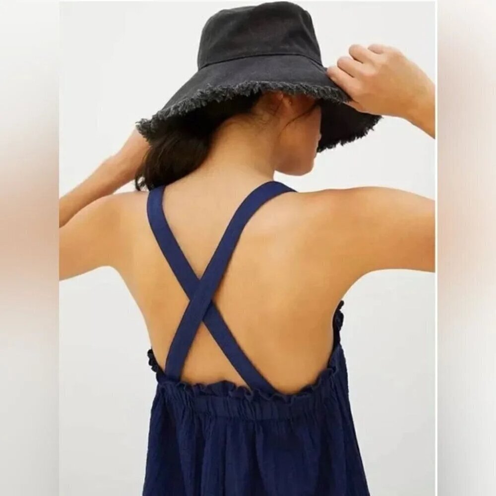 Anthropologie Navy Flowy Wide Leg Jumpsuit Xxs/xs - Picture 4 of 16